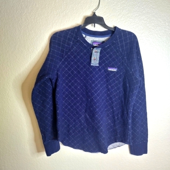 Patagonia Wool Blend Diamond Quilt Henley sz M - Picture 1 of 7